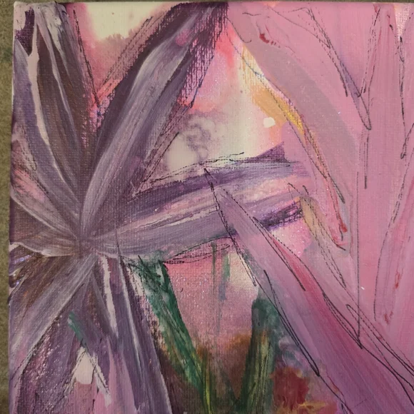 HANDCRAFTED Abstact Floral Painting HANDPAINTED & HANDMADE Contemporary Wall Art - Picture 4 of 16